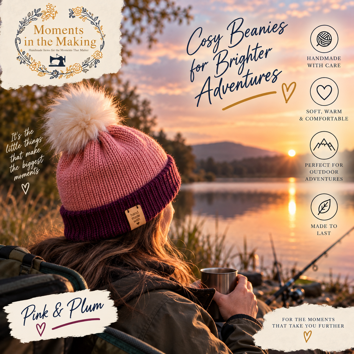 The Adventure Beanie | Handmade Two-Tone Pom Pom Hat